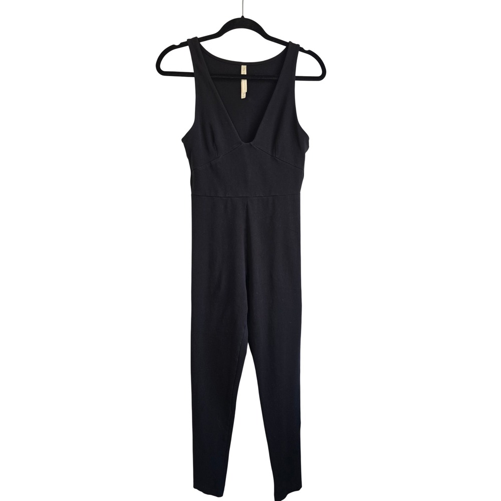 The Group by Babaton Black Organic Cotton V-Neck‎ Sleeveless Jumpsuit 82401 M